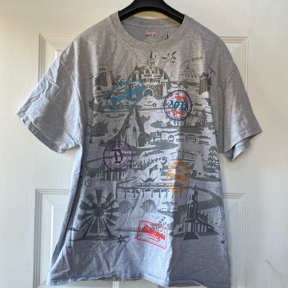Disneyland by Hanes Beefy Disneyland Grey T Shirt XL NWOT